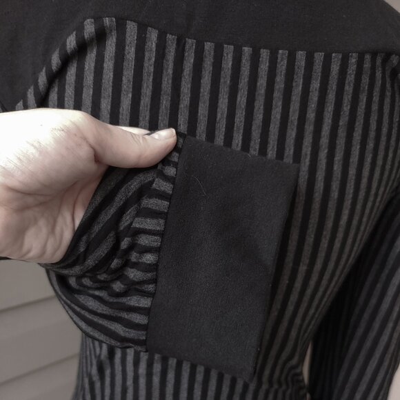 EC Star Y2k Goth Top Black Retro 60s Mod Stripe 3/4 Sleeve Top - Picture 4 of 8